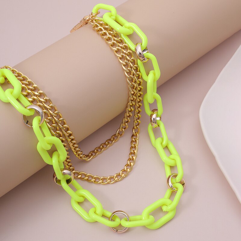 Jeans chain belt waist acrylic key chain belts for women tassel gold metal cinturon mujer punk neon ketting riem