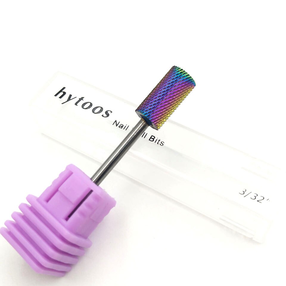 HYTOOS-brocas de carburo de tungsteno con recubrimiento de arco iris, 5 tipos, para manicura, accesorios, fresa