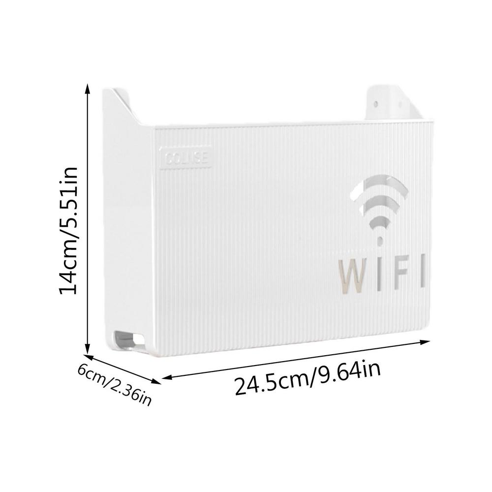 Scaffale per router WIFI senza fili montato a parete Scatola di immagazzinaggio in ABS Scatola per organizer per staffa di alimentazione per cavo multifunzione per router per la casa: bianca