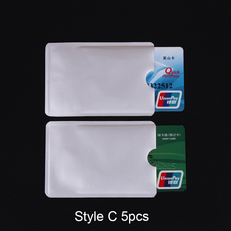 5pcs Anti rfid blocking reader card holder thin wallet aluminum men women mini slim wallet small purse walet valle: C