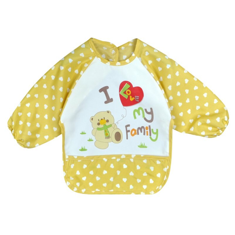Leuke Meisjes Baby Baby Familie Lange Mouw Anti Slijtage Waterdichte Feeding Bib Schort: A