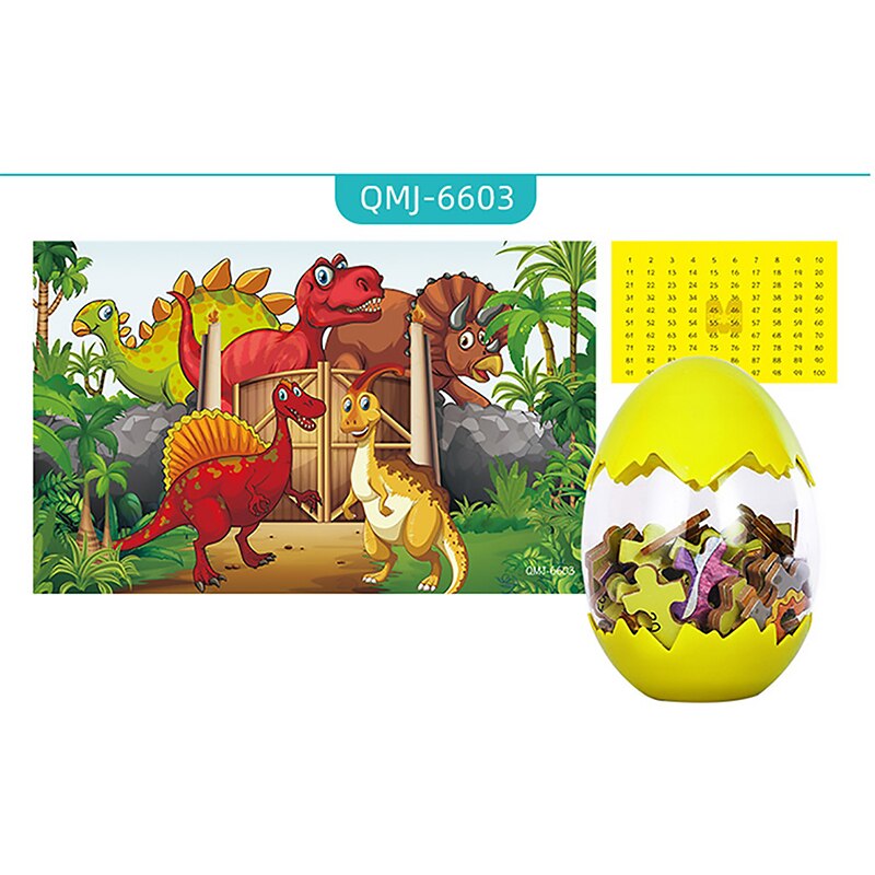 60pcs Wooden Christmas Dinosaur Puzzle Toy Dinosaur Egg Packaging 3D Mini Puzzle Board Decoration Toy: 6603