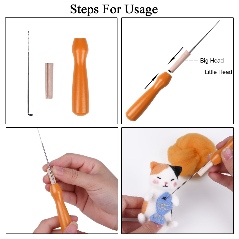 LMDZ 30 PCS Felting Needles,3 Sizes Wool Felting Needles with Needle Felting Tool Wooden Handle, Fingercots, Great for DIY