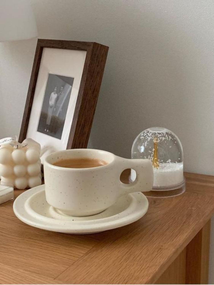 Mooie Vintage Koffie Kop En Schotel Set Kleine Keramische Franse Keramische Schattige Kopjes Cappuccino Cup Aardbei Melk Caneca Stanley