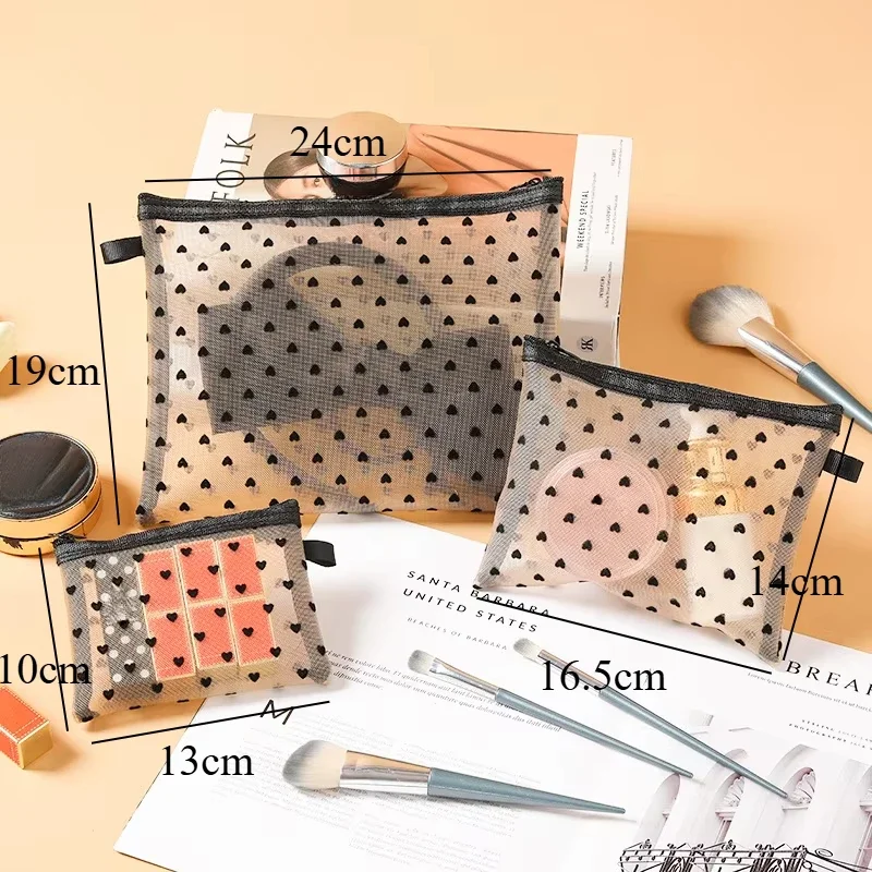 1pc Frauen Reisen Kosmetik Tasche transparent Gittergewebe machen-hoch fallen Organizer Lagerung Beutel lässig Reißverschluss machen-hoch Kulturbeutel Waschen Taschen: S / Grün