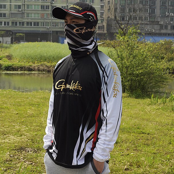 Gamakatsu-chemise de pêche en tissu respirant, Protection solaire, à séchage rapide, ultra mince, Anti-UV: XXL / Black