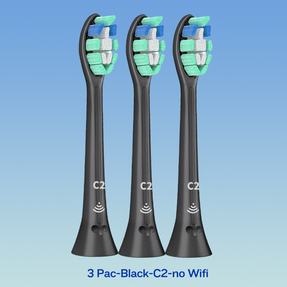C2 W2 G2 Tandenborstel Heads Fit Voor Phillips Sonicare Elektrische Tandenborstel Plaque Controle, Diamondclean, Flexcare, Kauwgom Gezondheid: 3-BK-C2-no Wifi