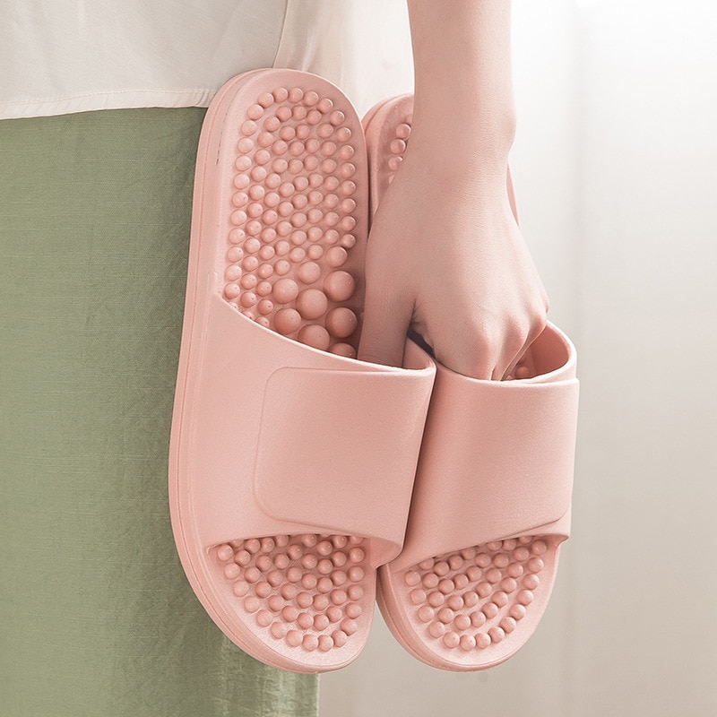 Massage Slippers Female Acupoint Foot Massage Shoes Home Soft Bottom Bathroom Non-Slip Bath Men&#39;s Breathable Wear-Resistant