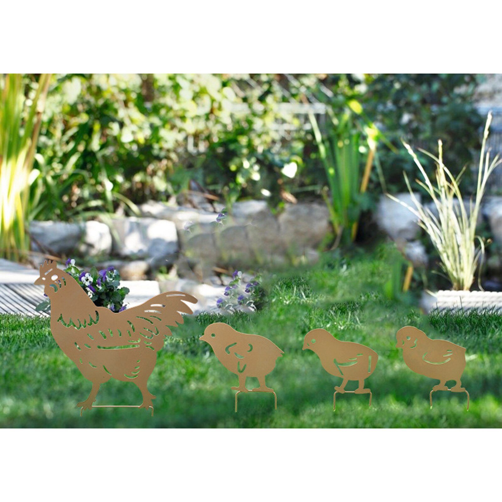 4PCS Chicken Family Silhouette Animal Shape Yard C... – Grandado