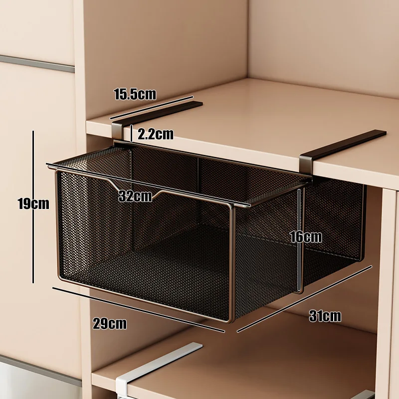 Cesta colgante para armario, estante de almacenamiento estilo cajón con partición extraíble, artefacto para calcetines y ropa interior, estilo colgante para almacenamiento de ropa: Gris