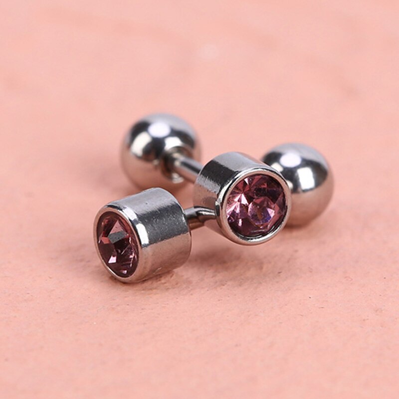 1 paar Medizinische Edelstahl Kristall Schraube Runde Ball Stud Ohrringe Ohr Knochen Nagel Knorpel Ohrring Ohr Piercing Körper Schmuck: Color 9