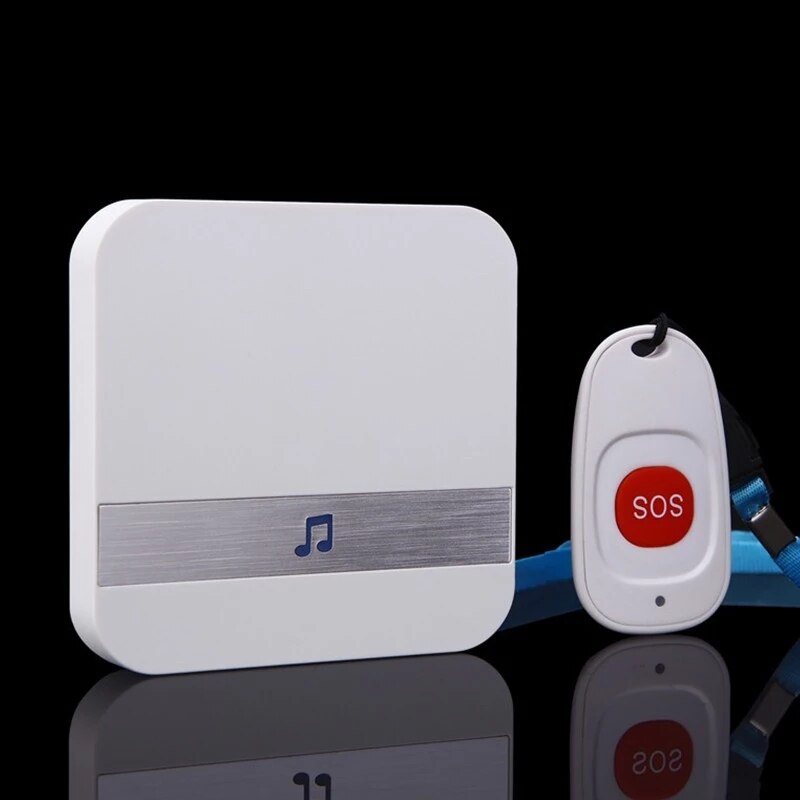 Draadloze deurbel met pager Noodalarm voor ouderen, 52 klokkenspel, AC 110V-220V, bereik van 200 m, thuisoproepbel, (EU/AU/UK/US) Stekker: Goud / Au