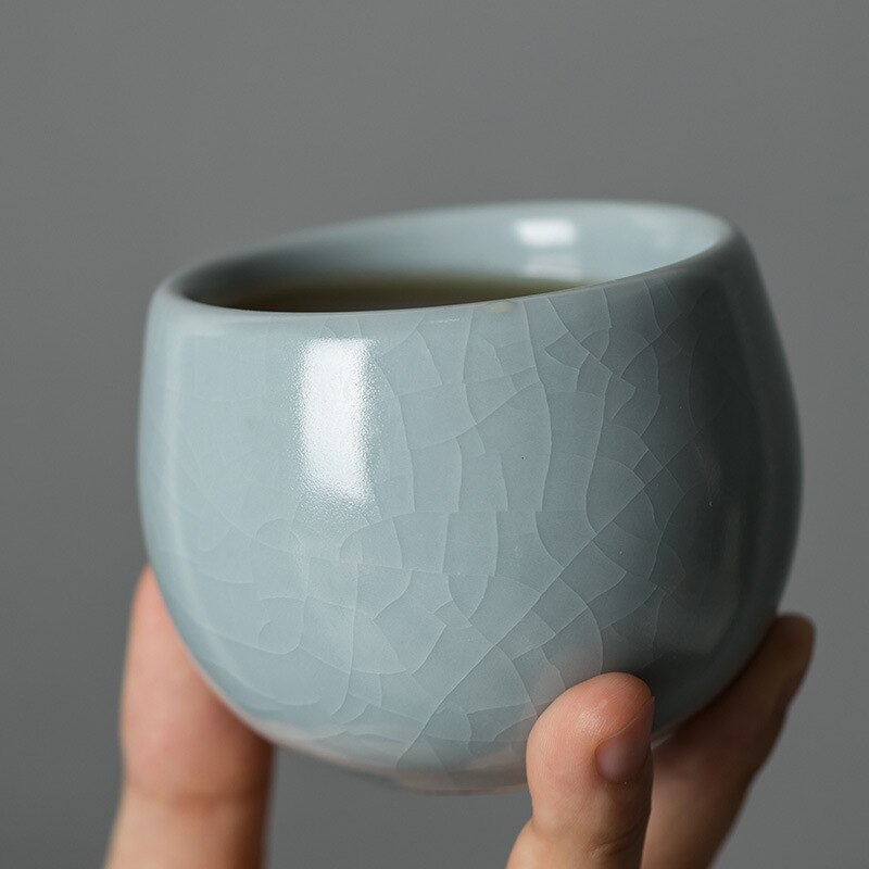 Ru Yao, taza de Jade Zen, taza maestra, taza individual de cerámica hecha a mano, mesa de té, juego de té Kung Fu, taza de té de cerámica, taza individual