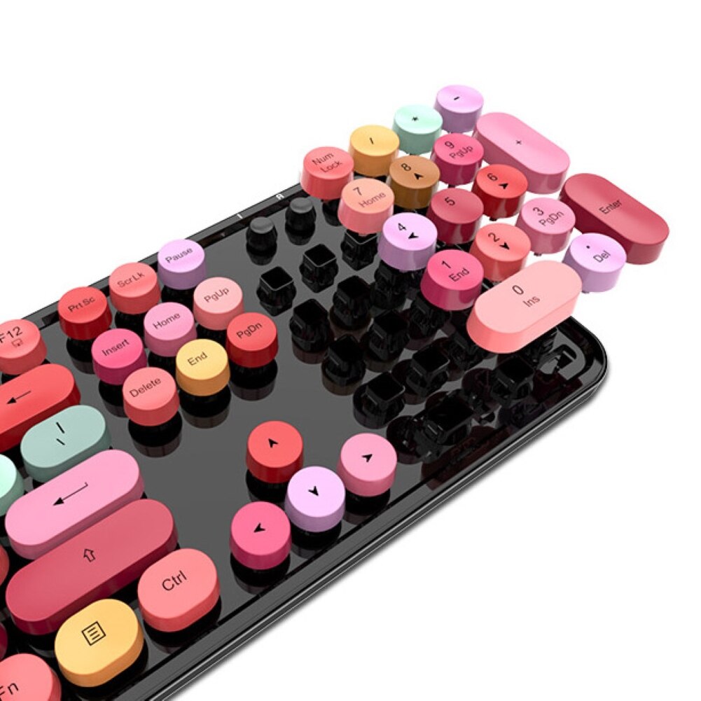 Wireless Keyboard and Mouse set for Laptop Notebook Computer Desk Cute Keyboard Mouse Comb Round Button Colorful Keyboard