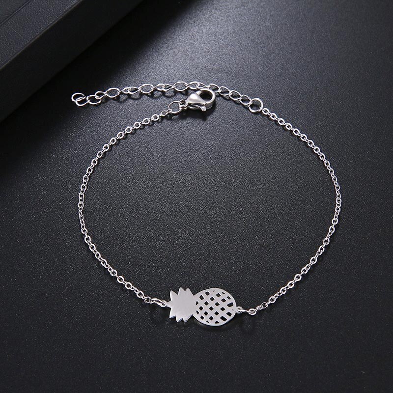 DOTIFI Stainless Steel Bracelet For Women Gold And Silver Color Pineapple Pulseira Feminina Lover's Engagement Jewelry: Silver