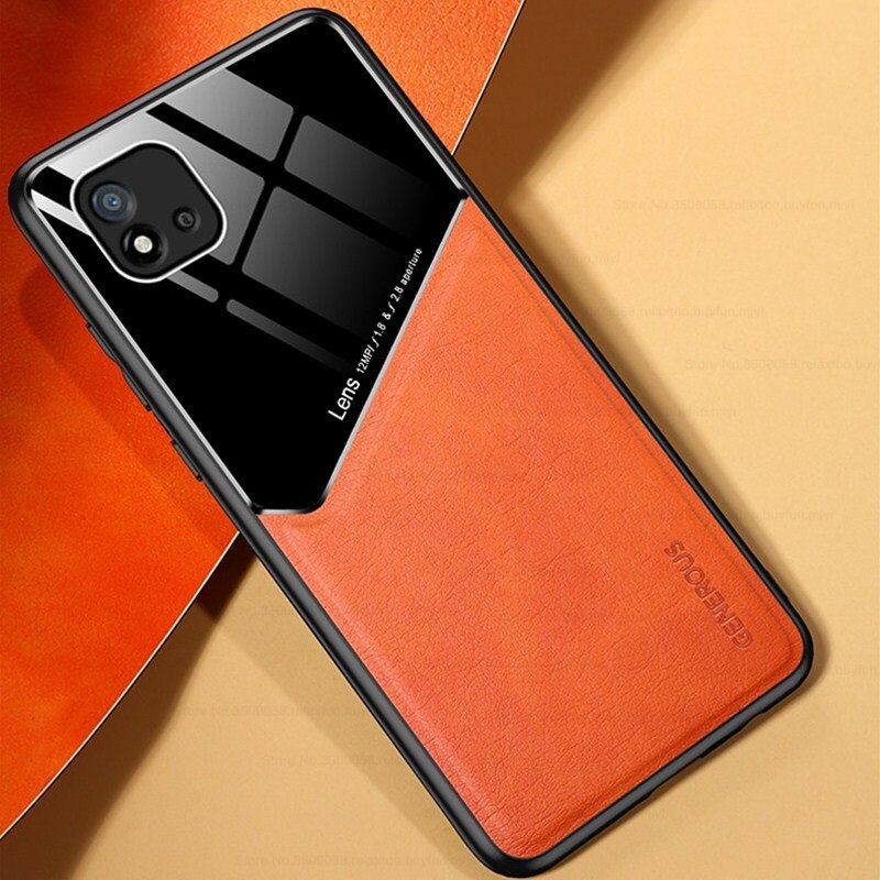 Leder Textur Auto Magnetischer Halfter Telefon Abdeckung Für Realme C21 C21Y RealmeC21 Realmi C 21 Y 21Y Weiche Silikon schützen Coque: Pro Realme C21Y 2021 / Orange