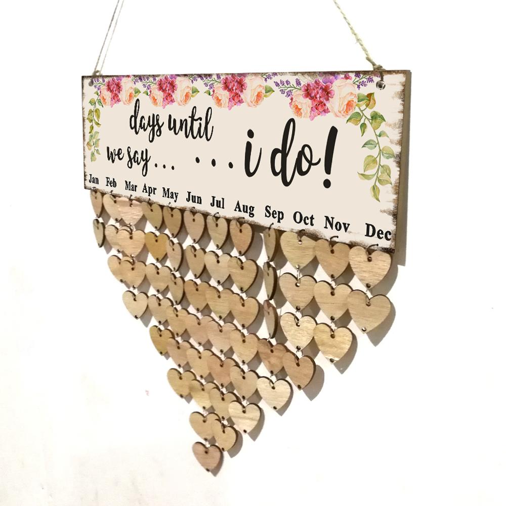 Wedding Bridal Shower Reminder Calendar Board DIY Wall Hanging Sign Crafts Wooden Board Plaque Home Party Decoration Craft