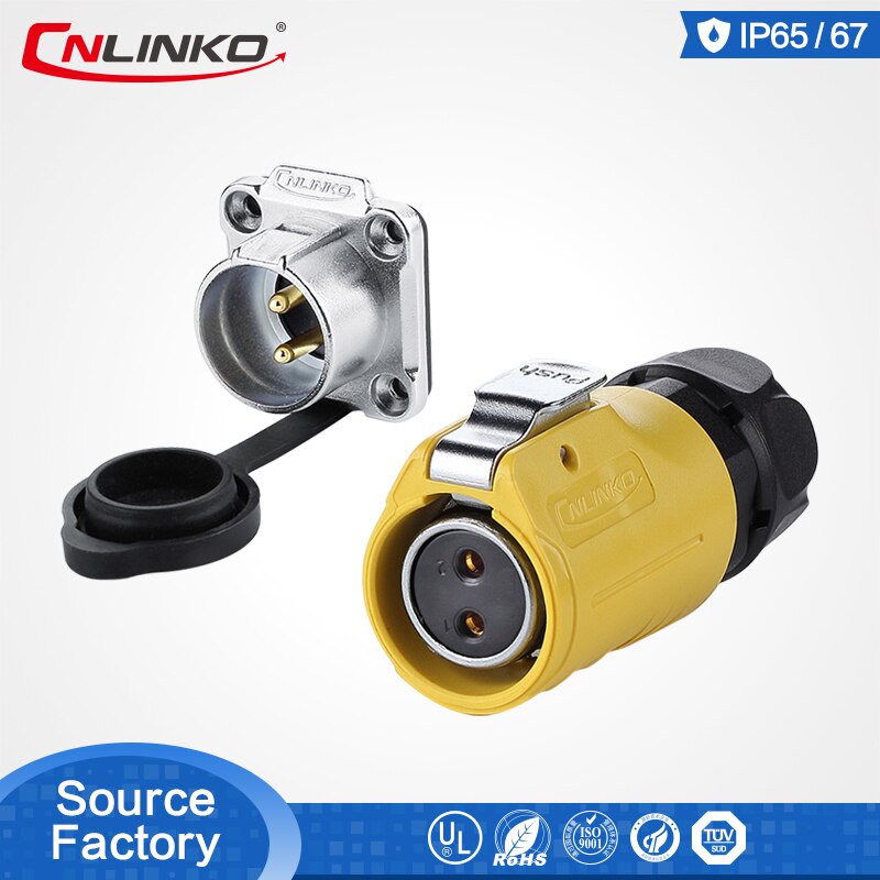 CNLINKO LP serie M20 2 pin ronde industriële stekker en stopcontact IP67 waterdichte zonne-energie connector voor verlichting systeem