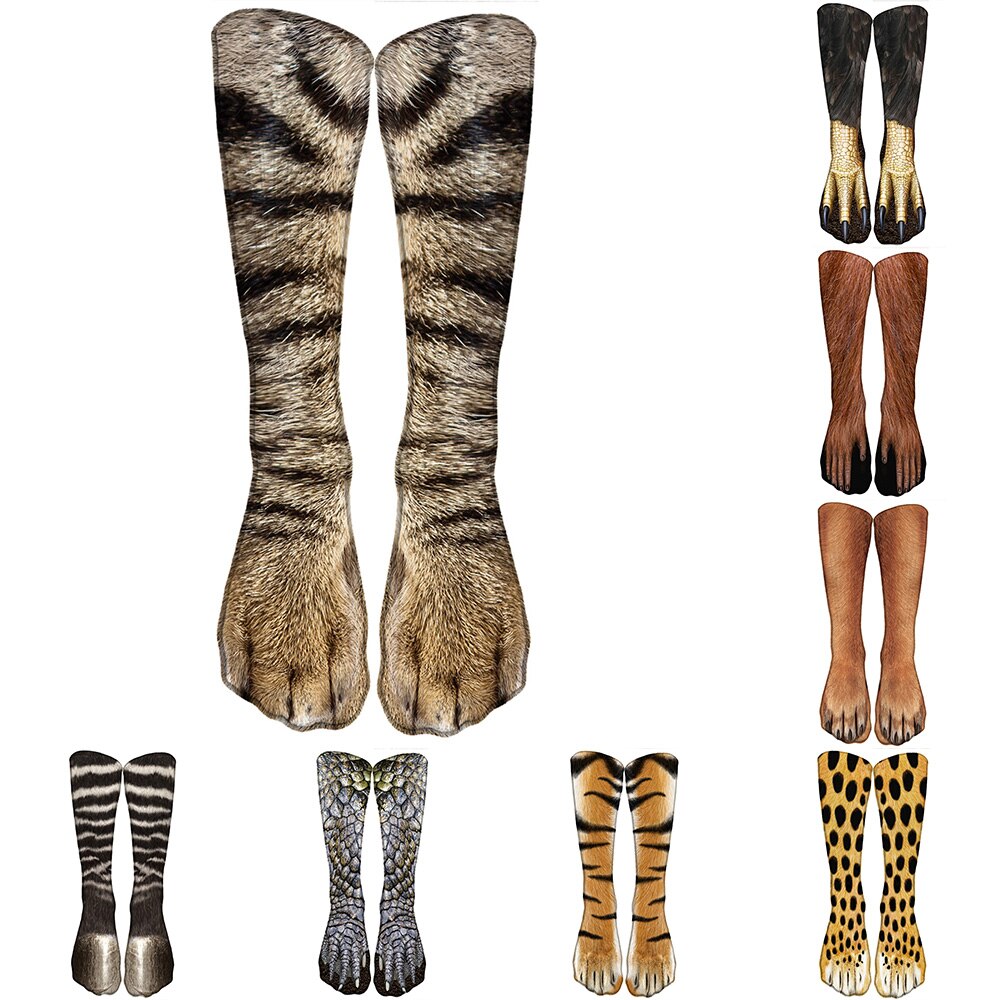 Dier Poot Crew Sokken Grappige Leopard Tijger Katoenen Sokken Voor Vrouwen Kawaii Voorraad Kat Hond Paard Zebra Varken Poot voor Party