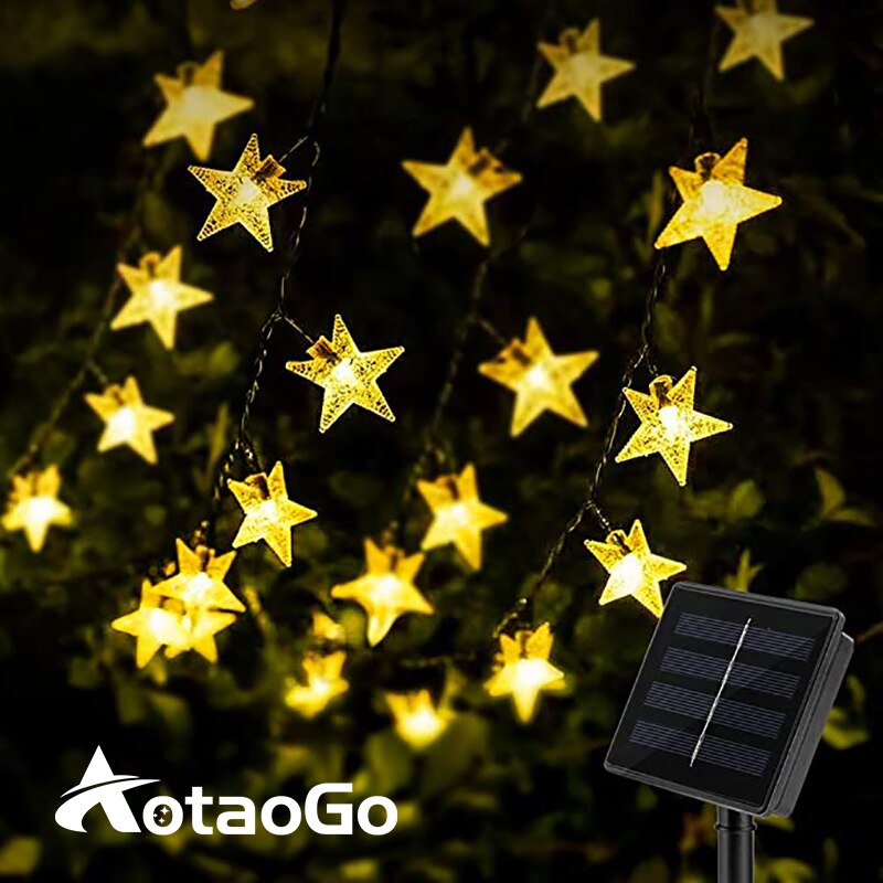 LED Star Solar Garden String Lights Outdoor Solar Powered Lamp Waterproof For Decoration Patio Yard Tree Christmas Wedding Party