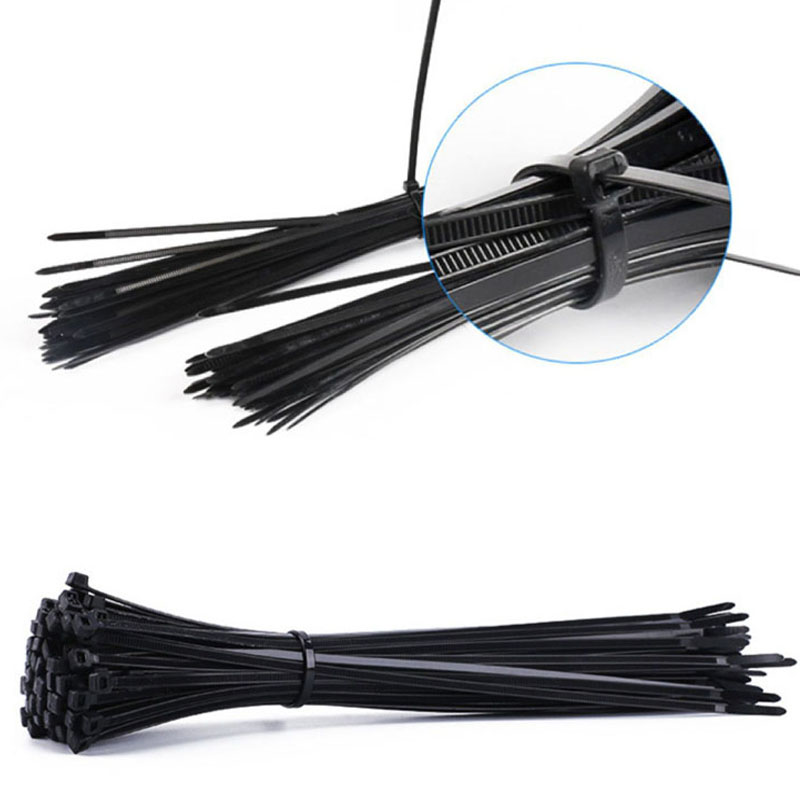 Brida de nailon de plástico autoblocante, 100 Uds., anillo de sujeción de brida de cable negro 5x300, brida de cable 4x200, envolturas con cremallera, juego de bridas de nailon