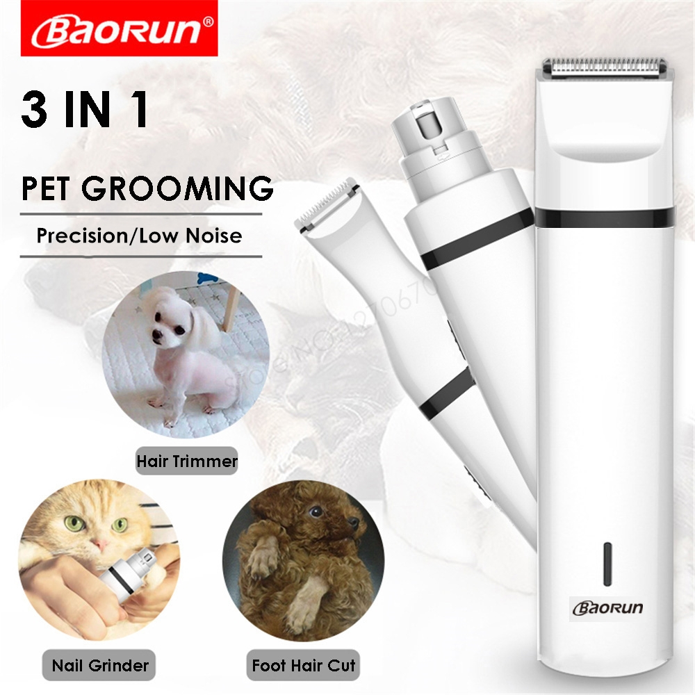 BaoRun – tondeuse pour animaux de compagnie 3 en 1, Kit de toilettage Rechargeable, tondeuse pour chiens et chats, tondeuse à ongles, coupe-pieds, Machine à couper les cheveux