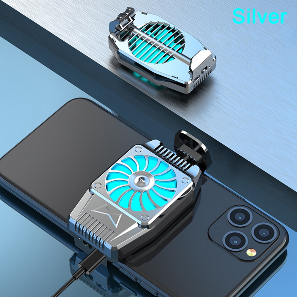 Mobiele Telefoon Cooler Telefoon Radiator Voor Playing Game Video 'S Kijken Met Led Licht Celular Water Fan Koeler Voor Smartphone: Silver