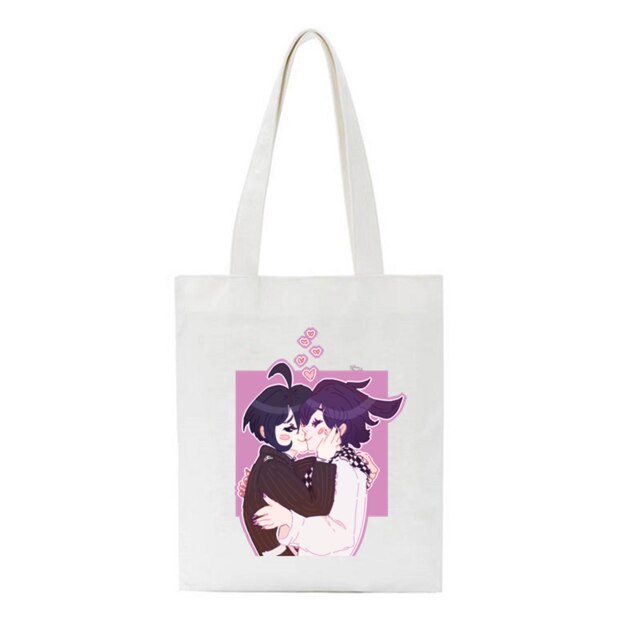 Janpan Anime Kokichi Oma Women Harajuku Casual Female Shoulder Canvas Bag Large Capacity Tote Bag Reusable Ladies Shopping Bags: 13