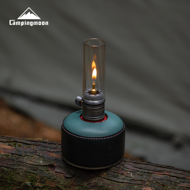 CAMPINGMOON T-1D Camping Gas Lantern with Glass Cover Candle Lamp Light
