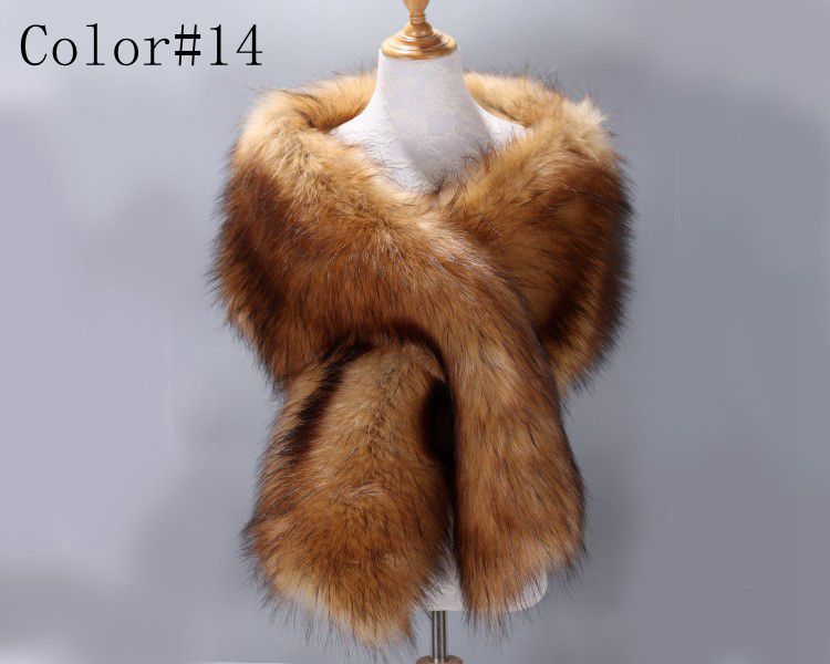 42 kleuren 165 * 28 cm bruin namaakbont bruiloft sjaal vrouw partij stola bruid cape mantel winter bruids wrap bolero accessoire voorraad: Bruin