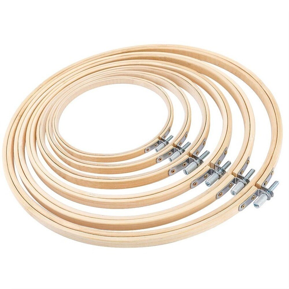 8 Pieces Embroidery Hoop Set Bamboo Circle Cross Stitch Hoop Ring 3.9 inch to 14 inch for Embroidery and Cross Stitch