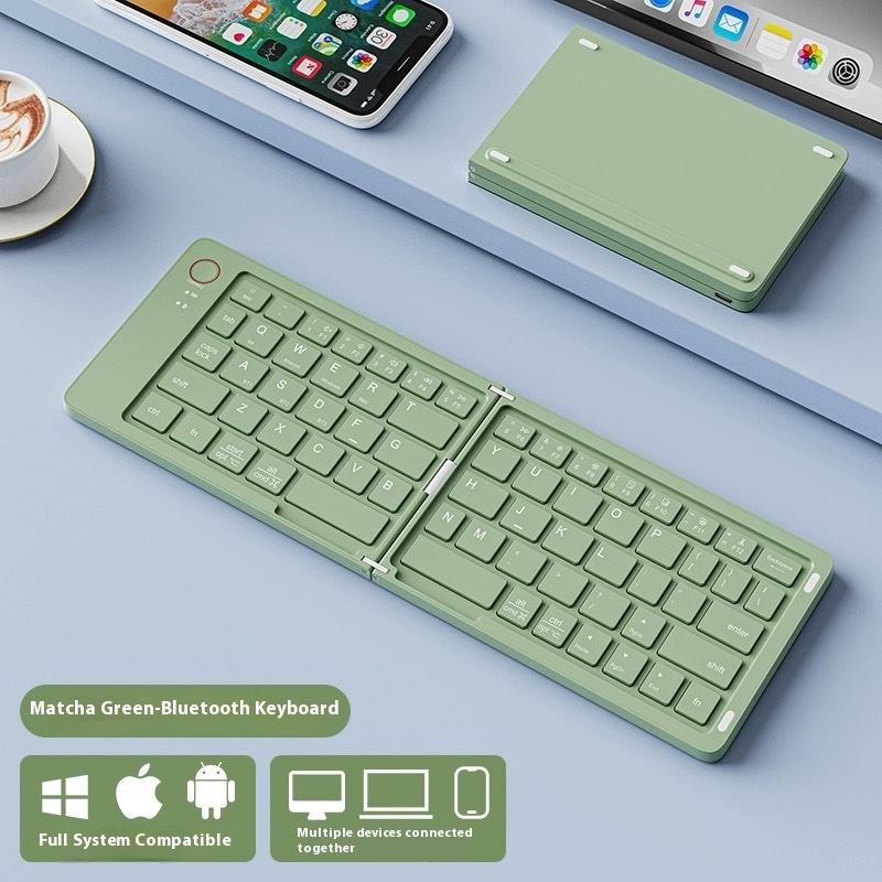 Faltbare bluetooth-tastatur in macaron-farbe, kabellose, tragbare Mini-bluetooth-tastatur mit langer akkulaufzeit, büro-tastatur für pc und Laptop: khaki