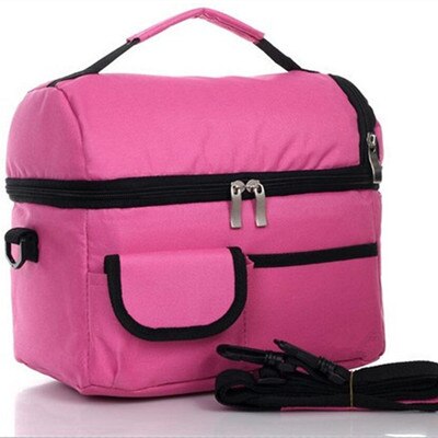 2 lager isolerad kylväska termisk matlåda picknick matförvaring väska bulk parti tillbehör leverans produktartiklar: Rosröd