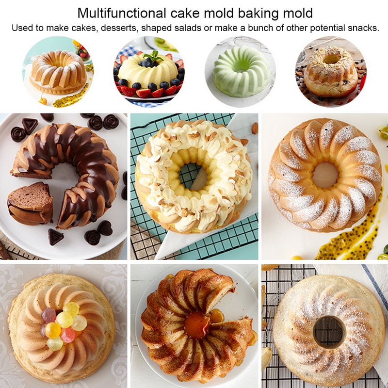Silicone Cake Molds Spiral Shape Cake Bakeware Baking Tools 3D Bread Pastry Mould Pizza Pan DIY Birthday Wedding Party