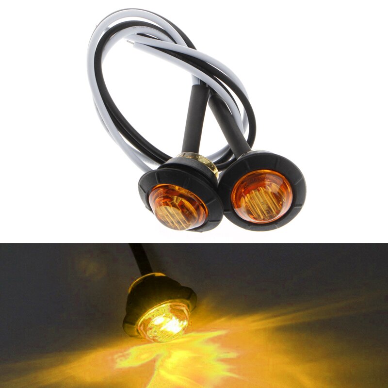 2X Mini Amber 3/4 "Ronde Side 3 Led Marker Trailer Auto Bullet Light Waterdicht