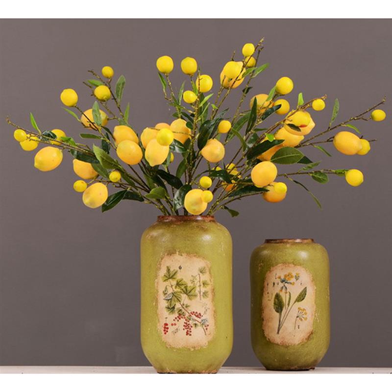 Artificial Lemon Branch Decorative Lifelike Faux Lemon Fruit Decor For Household Party Office Artificial Plants Accessories