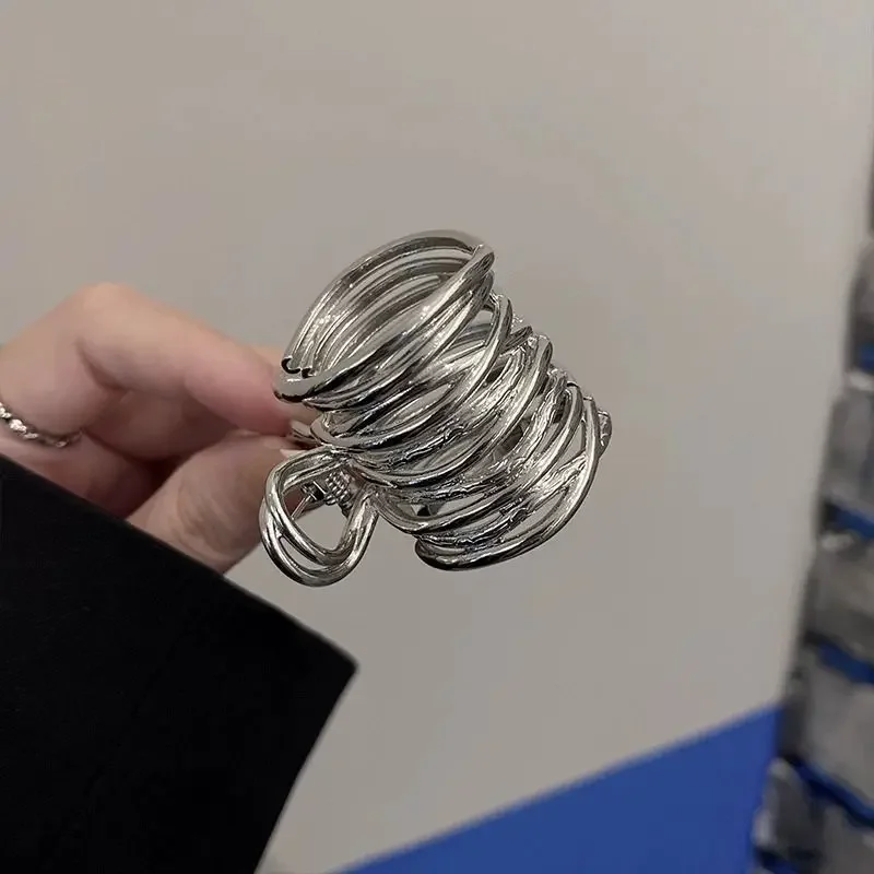 Clip de cola de caballo alta para mujer, pinza de pelo de Metal a la , pinzas para niñas, horquilla fija, pinza, accesorios para el cabello, para la cabeza: Gris