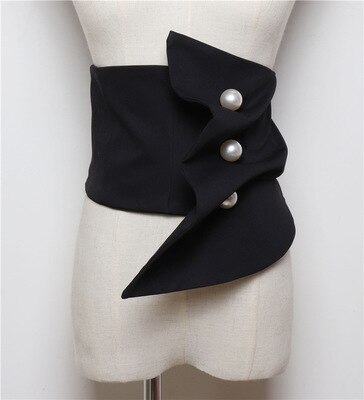 Schwarz Marine Anzug Stoff Kleid Gürtel Frauen Breite Bund Korsett Damen Perle Geschmack Taille Gürtel Cummerbunds Hemd Kleid