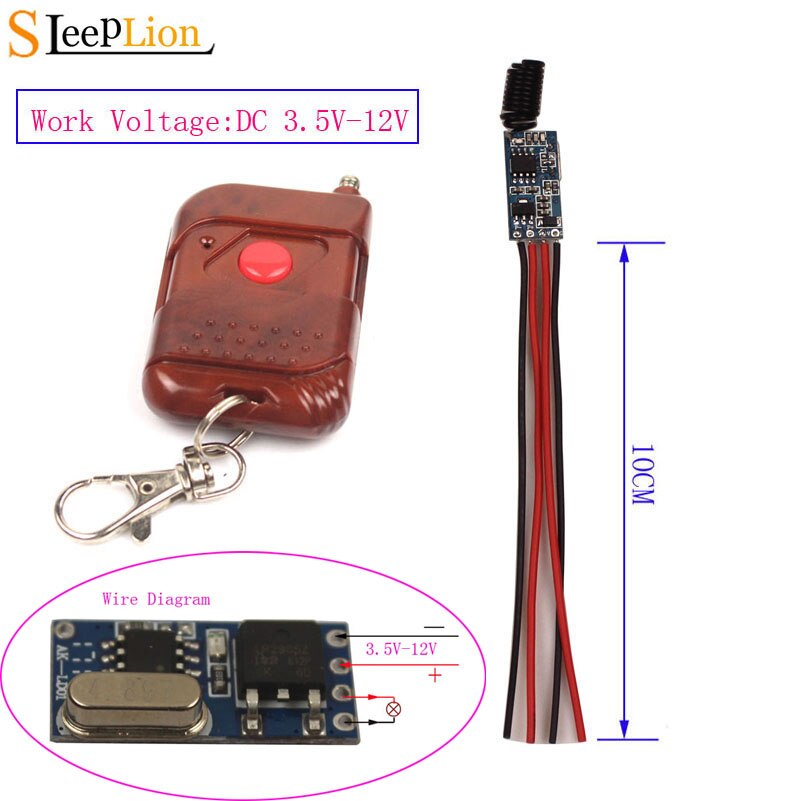 Dormeur pas de son faible puissance 3.7 V-12 V Micro interrupteur interrupteur de lumière à distance 12V 9V 7.4V 6V 5V 3.7V relais ON OFF émetteur récepteur: 1K Control Toggle