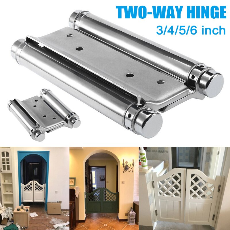 2 Pcs Stainless Steel Double Action Spring Door Hinge Durable for Cafe Bar Saloon In Stock