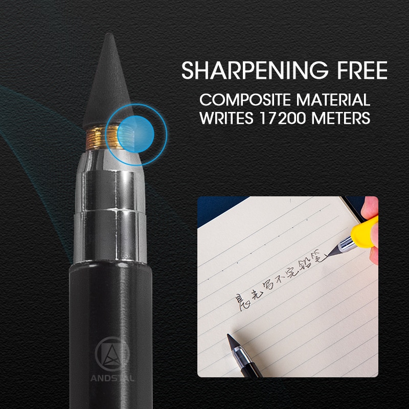 M & g sort teknologi evig pen uden blæk / bly 17200 meter skrivelængde inkless metal blyantblyanter sæt til skolebørn