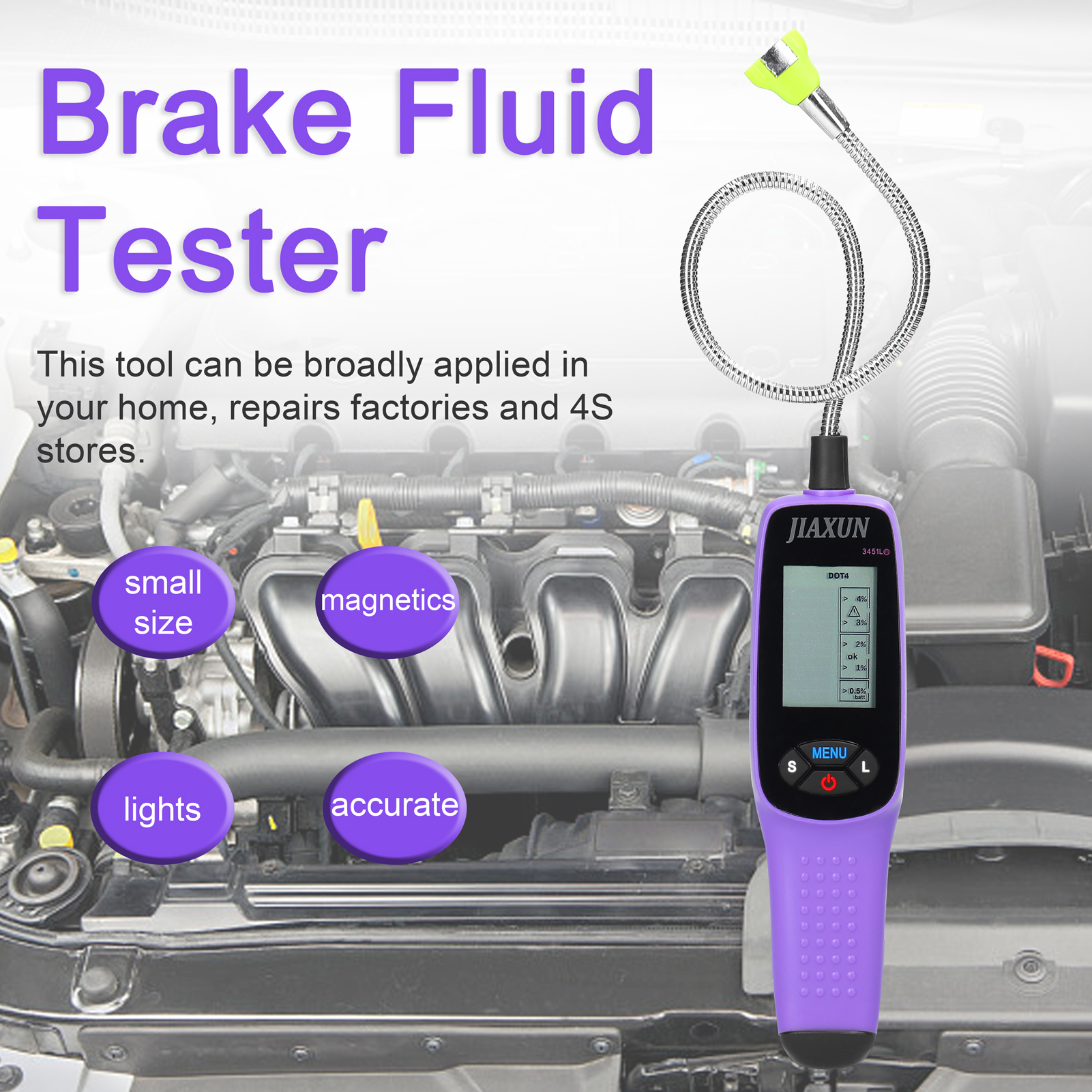 Brake Fluid Tester Large Display Automotive Brake Fluid Testing Tool Brake Fluid Inspection Tester Auto Repairs Shop Vehicle
