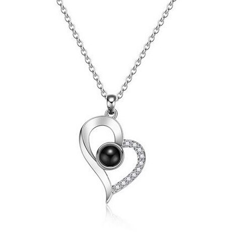 Projection Pendant Necklace for women Girls Love Memory Heart Necklace Valentine's Day Couple Jewelery: E2