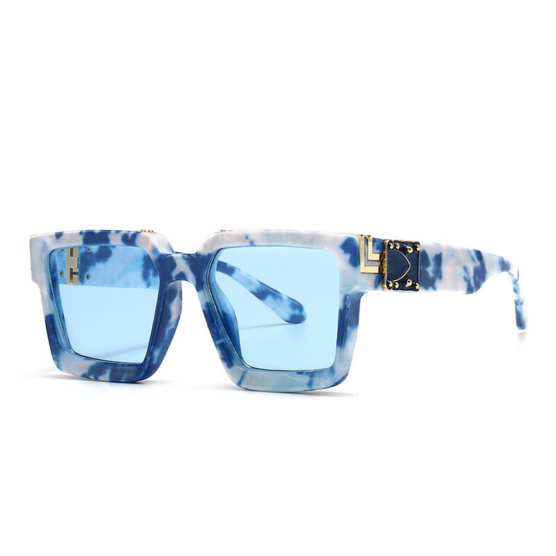 HBK-Gafas de ordenador de plástico Vintage para hombre y mujer, lentes ópticas cuadradas y transparentes, con montura Anti luz azul, Retro: C06 Blue WhiteBlue