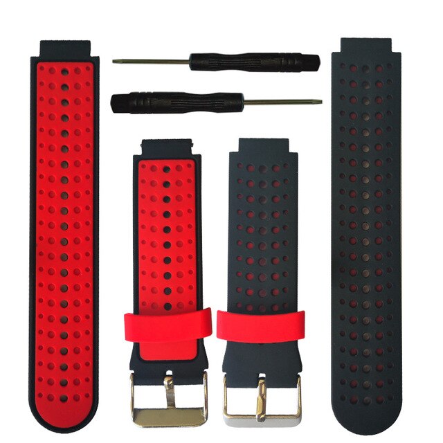 Replacement Silicone Watch Wrist Band Strap for Garmin Forerunner 235 630 230 735 Watch Wristbands Bracelet Smart Accessories: Black Red