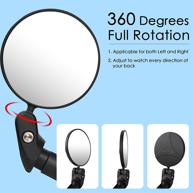 WEST BIKING Bicycle Rear View Mirror 360 Rotate Adjustable Back Sight Reflector Mirrors MTB Bike Handlebar Mirrors Accessories