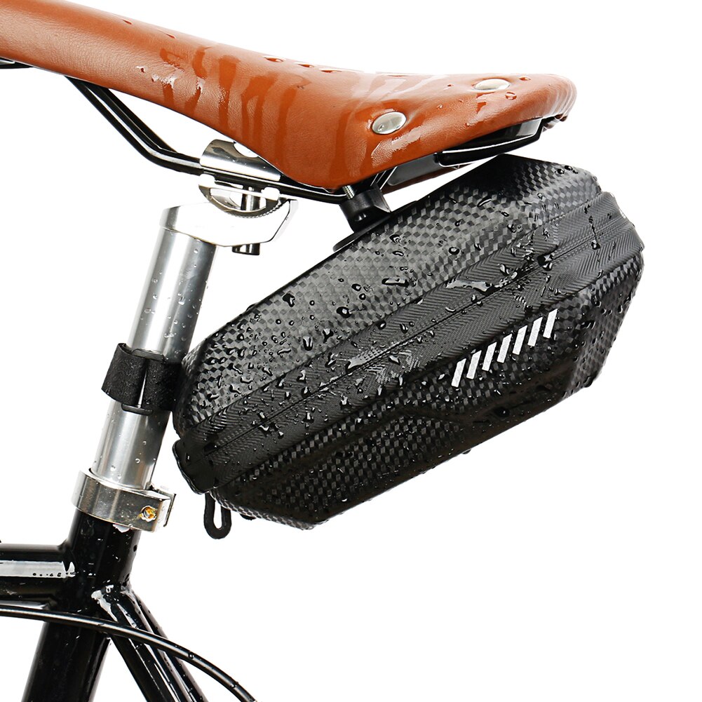 MTB Mountain Bike Saddle Rear Pannier Hard Shell Bag Bicycle Tail Bag Carbon Leather Waterproof Case Cycling Equipment