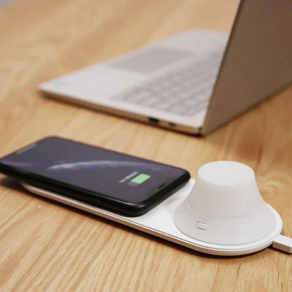 Yeelight led natlys med trådløs oplader magnetisk attraktion hurtig opladning til huawei samsung iphones