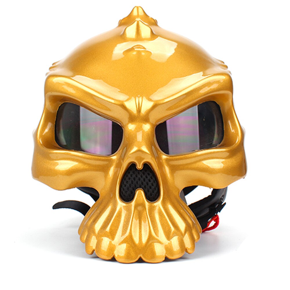 Motorcycle Helmet Retro Casque Half Face Helmet Summer Breathable Men Skull Capacete Casco Capacetes De Motociclista For Harley: Gold / M
