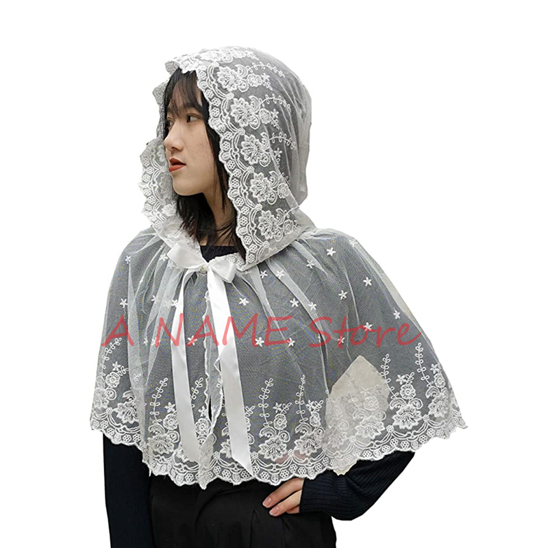 Voile d'église catholique pour femmes, Cape, Cape, Cape, Cape, brodée en dentelle, mouchoir, Barinia, cravate, ruban